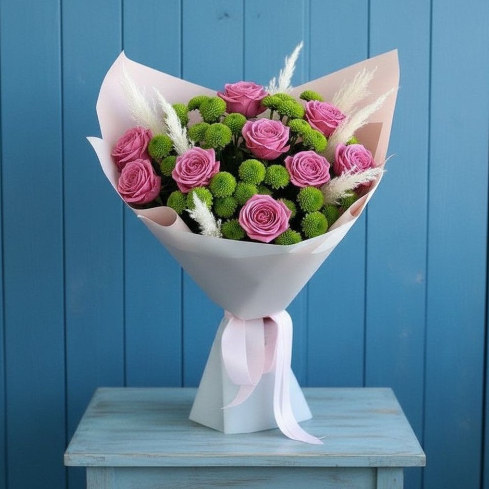 Букет цветов из: Розы и Хризантемы